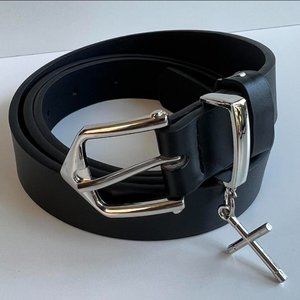 Y2K 2000s vintage style cross grunge goth emo black slim belt